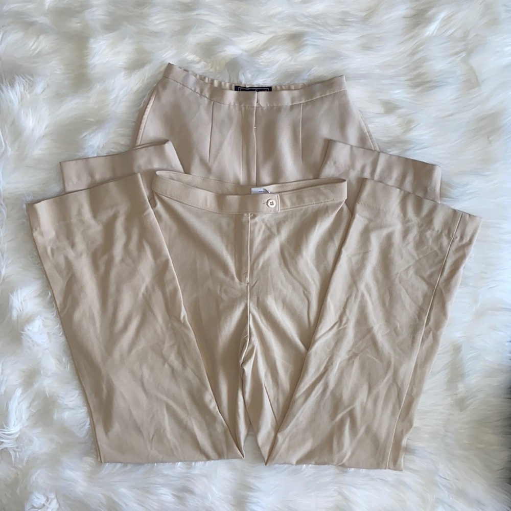 LOT of 2 beige wide leg work pants, size 2 Petite